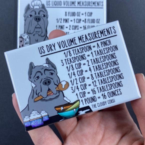 Cane Corso Dog Measuring Chart Magnet Set Kitchen Cooking and Baking Guide Gift - Picture 2 of 5